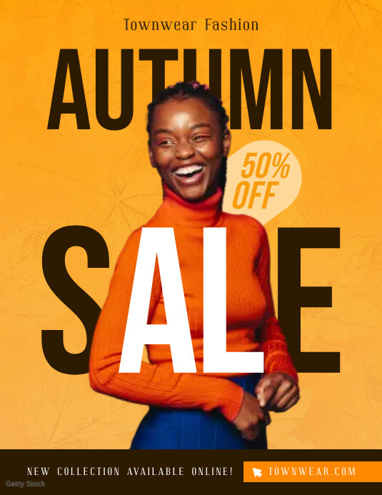 Orange Brown Autumn Sale Flyer Folheto (US Letter) template