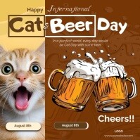 Orange Brown Illustrative Professional Happy International Cat  And Beer Day Video  Instagram Post template
