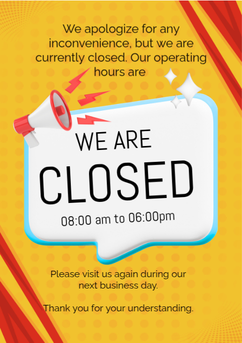 Business Closure Notice A4 Template | PosterMyWall