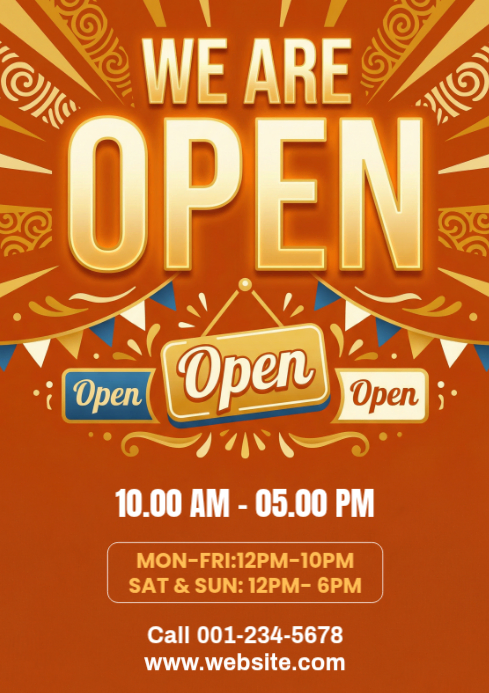 Orange Business Opening Hours A4 Template | PosterMyWall