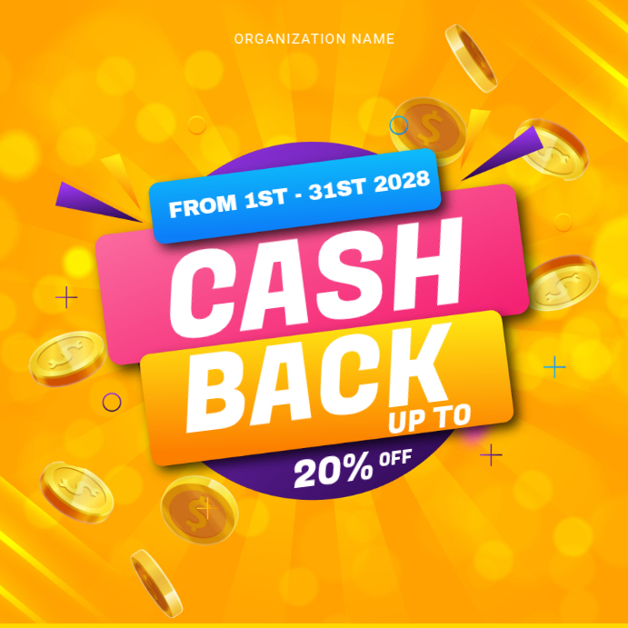 Orange Cashback Promotion Instagram Post Template | PosterMyWall