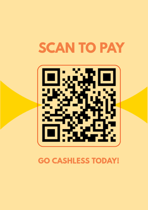Orange Cashless Payment A4 Template | PosterMyWall