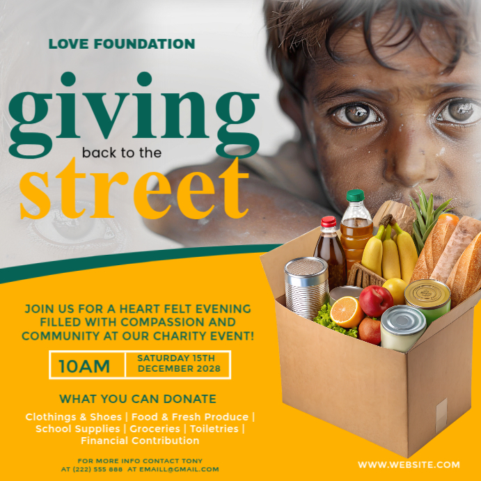 Charity Event Posts Orange Charity Fundraiser Event Instagram Post Template | PosterMyWall