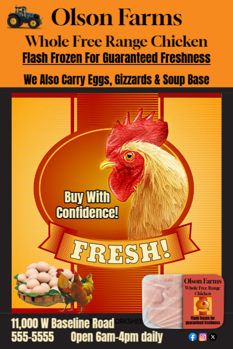 Farm Fresh Chicken Advertisement Template | PosterMyWall