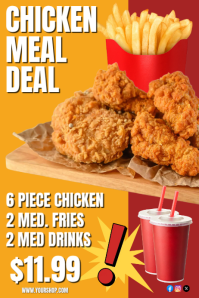 Orange  Chicken Meal Deal Ad Poster Poster Affiche template