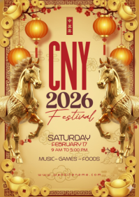 Orange Chinese New Year Festival A4 template