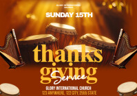 Orange Church Thanksgiving Service A3 template