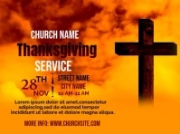 Orange  Church Thanksgiving Service Flyer Template Yard Sign