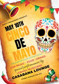 Orange Cinco De Mayo Flyer A3 template