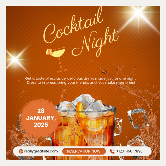Orange Cocktail Night Instagram Post Template | PosterMyWall