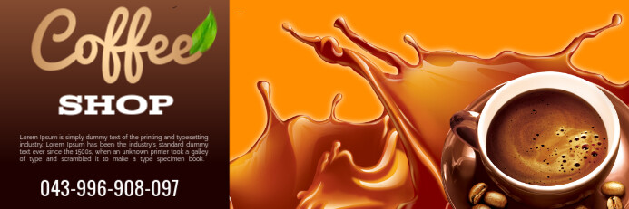 Orange Coffee Sale Ad  Banner 2' × 6' template