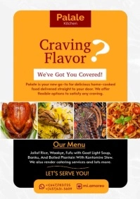 Orange Collage Craving Flavor Restaurant Menu A3 template
