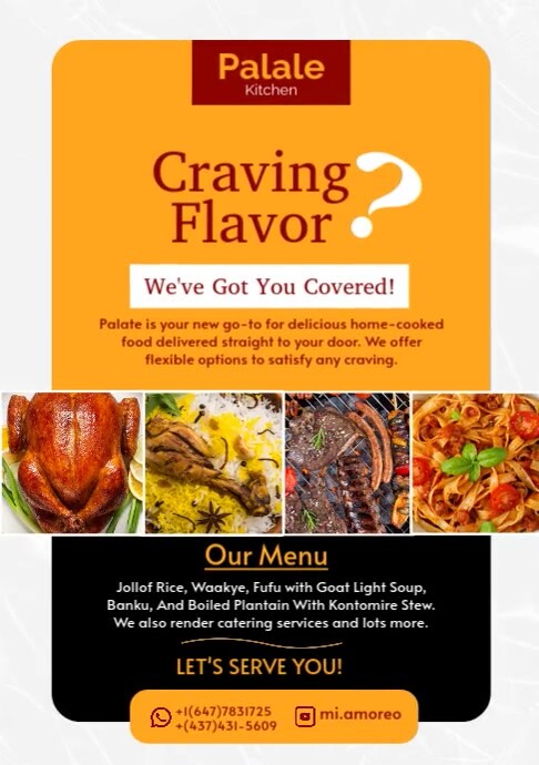 Orange Collage Craving Flavor Restaurant Menu A3 Template | PosterMyWall