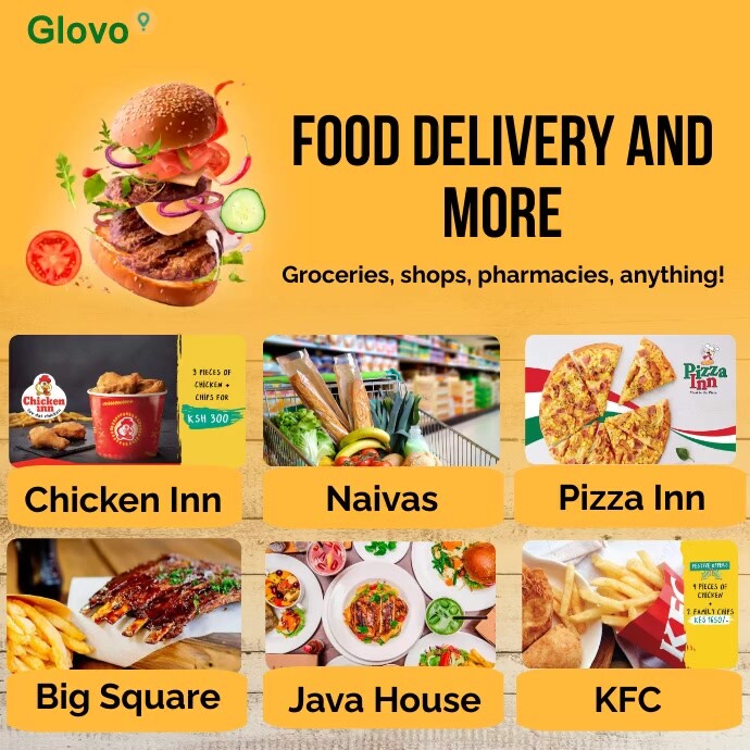 Orange Collage Glovo Delivery Instagram Post template