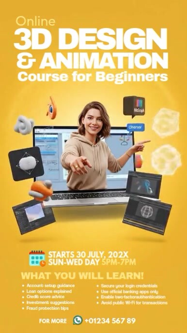 Orange Collage Online 3d Design & Animation Course Ad Instagram Reel template