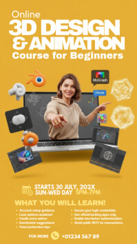 Orange Collage Online 3d Design Course Instagram Story template