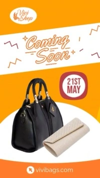 Orange Coming Soon Bags Video Affichage numérique (9:16) template