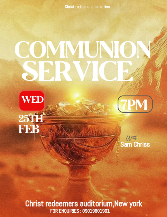 Copy of Orange Communion Service Flyer | PosterMyWall