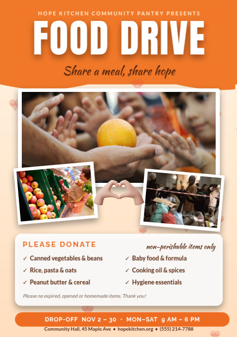 White Food Drive A4 Template | PosterMyWall