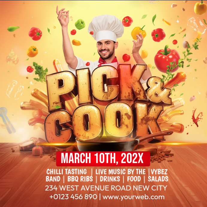 Orange Cooking Event Instagram Post Template | PosterMyWall