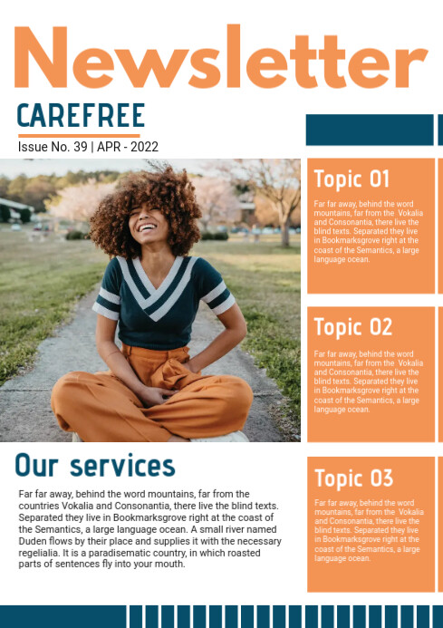 Orange Custom Branded Newsletter Page Template | PosterMyWall