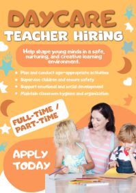 Naranja Daycare Teacher Hiring A4 Template