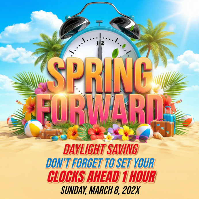 Copy of Orange Daylight Saving Time Reminder Instagram Post | PosterMyWall