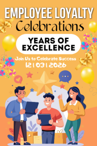 Orange Employee Loyalty Celebration Poster template