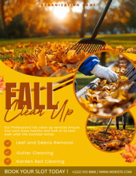 Orange Fall Clean Up Pamflet Template