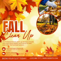 Orange Fall Clean Up Services Publicación de Instagram Template