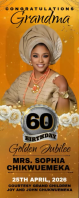 Orange Floral 60th Birthday Celebration Roll Up Banner 2' × 5' Video template