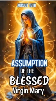 Orange Floral Assumption Of The Blessed Virgin Mary Instagram Reel template