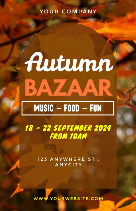 Fall Bazaar Template.pdf Orange Floral Autumn Bazaar Tabloid Template | PosterMyWall