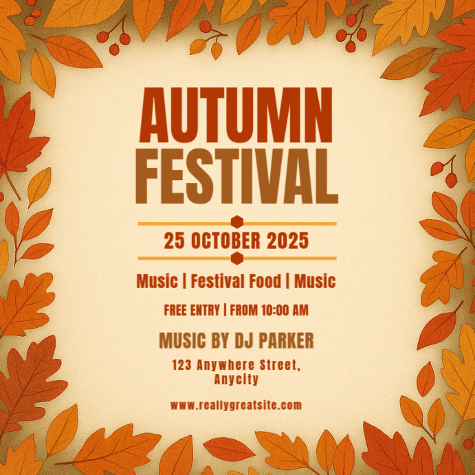 Orange Floral Autumn Festival Pos Instagram Template | PosterMyWall