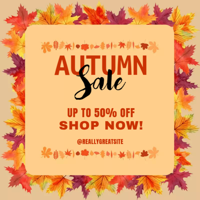 Orange Floral Autumn Sale Pos Instagram Template | PosterMyWall