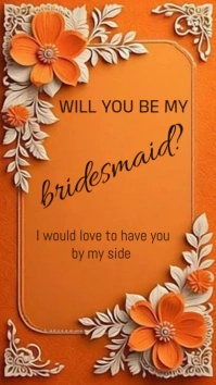Orange Floral Bridesmaid Proposal Card  Instagram Story template