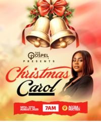 Orange Floral Christmas Carols Service  Instagram Portrait template