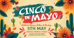 Orange Orange Floral Cinco De Mayo Facebook Shared Image Facebook Shared Image Template
