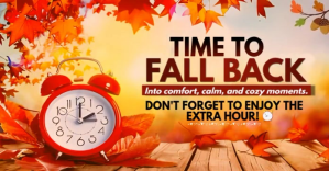 Orange Floral Daylight Saving Time Facebook Shared Image template