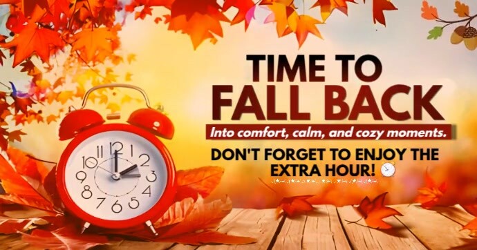 Orange Floral Daylight Saving Time Facebook Shared Image template