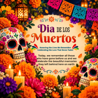 Naranja Dia de los Muertos Kvadrat Template