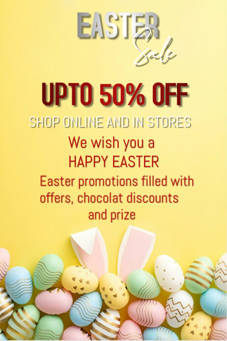 Orange Floral Easter Sales Flyer  Poster Iphosta template