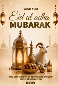 Orange Eid al-Adha Celebration โปสเตอร์ Template
