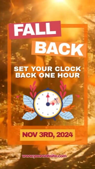 Plantilla de Orange Floral Fall Back Daylight Saving Time Reel ...