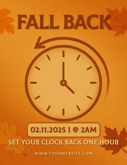 Orange Floral Fall Back Daylight Saving Time Pamflet (letter As ...