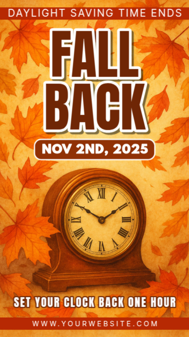 Orange Floral Fall Back Daylight Saving Time Instagram Story Templat ...