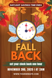 Orange Floral Fall Back Poster template