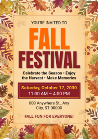 Orange Fall Festival A4 Template
