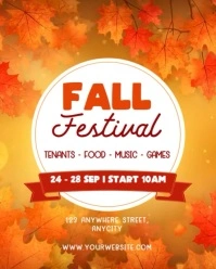 Orange Floral Fall Festival Instagram Portrait template
