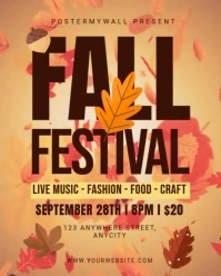 Orange Floral Fall Festival Instagram Portrait template